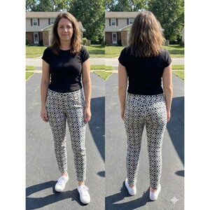 J. Crew Toothpick Skinny Pants 29 Geometric Diamond Print White Black